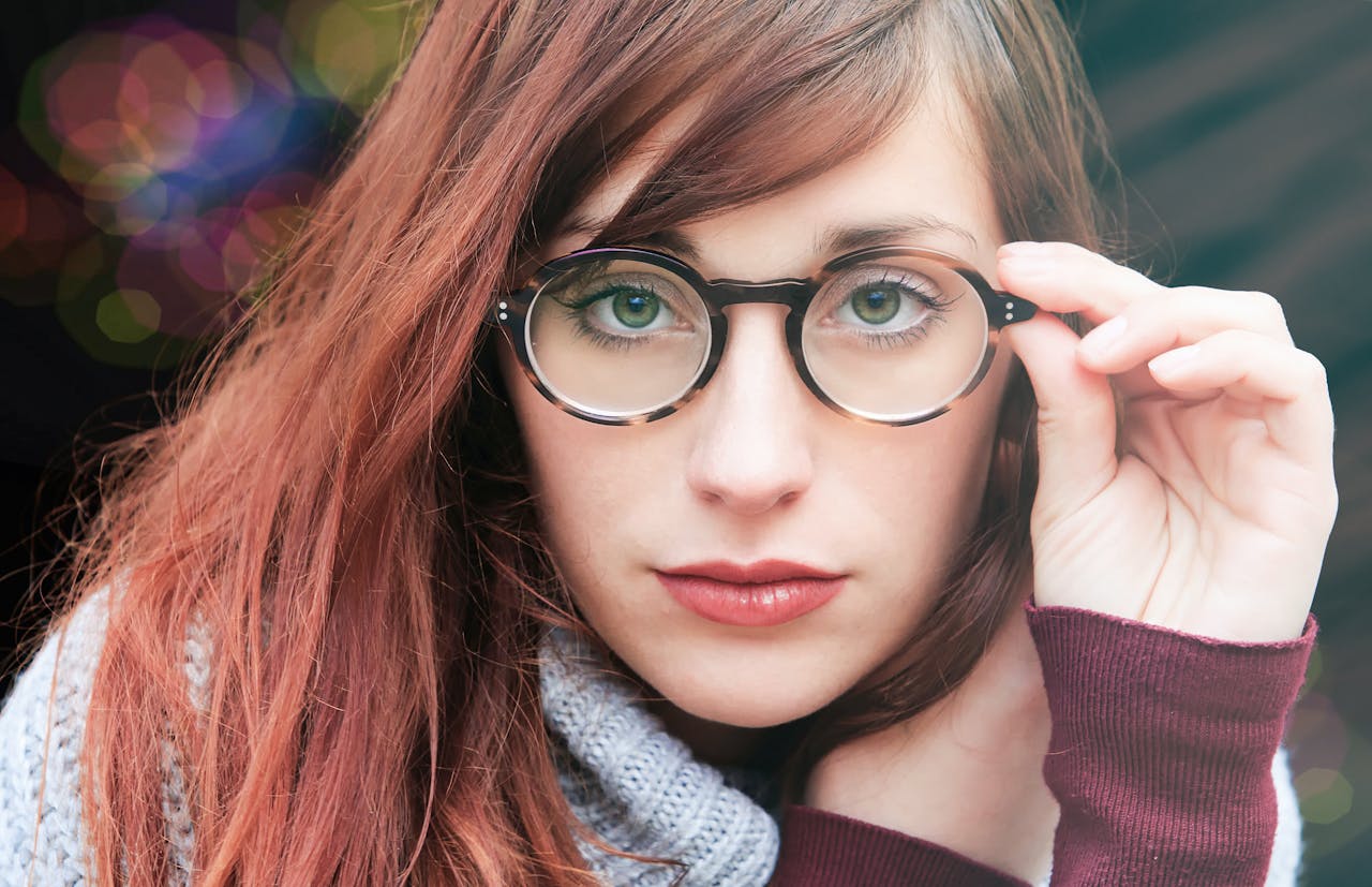 Woman With Brown Hair Wearing Eyeglasses